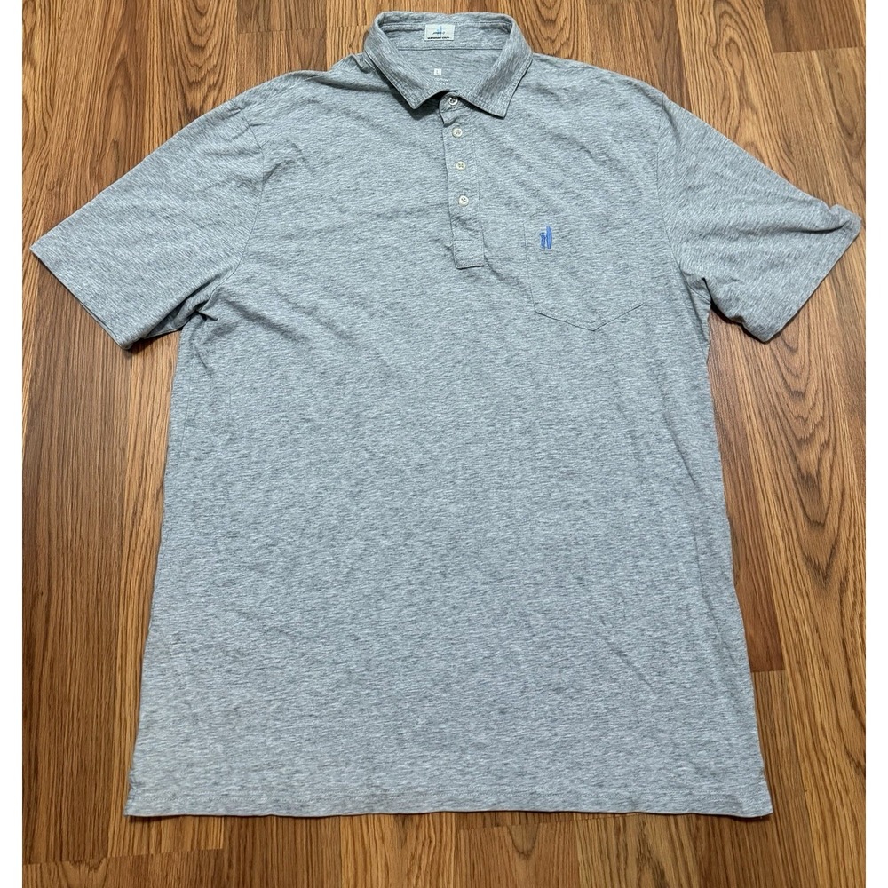 Johnnie-O Polo Mens Large Heathered Original Hangin Out Stretch Pocket Gray